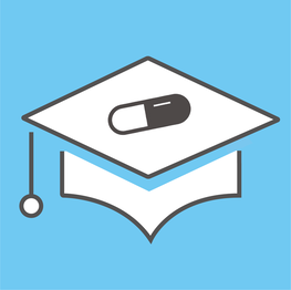 Picture of graduation cap with a symbol of medicine studies